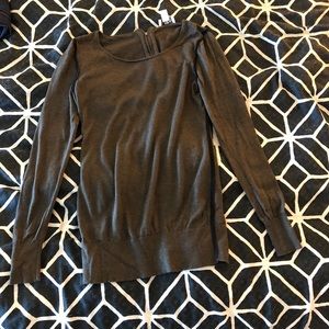 Unique olive green long sweater with zipper